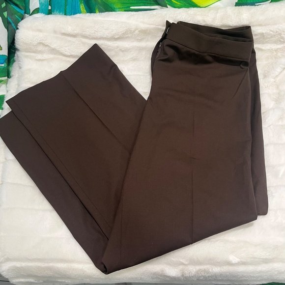 Lafayette 148 Brown Sz 10 Pleated Wool Blend Ankle Length Office Slacks - Picture 3 of 12